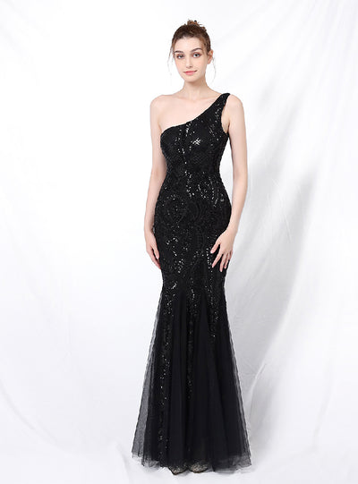 Strapless Sequined Tulle Lace up Long Evening Dresses