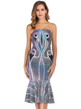 Tube Top Sexy Backless Sequined Dress