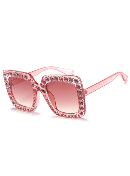 Square Sunglasses Women Diamond Frame Mirror