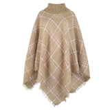 Cape Lapel Striped Colored Check Shawl