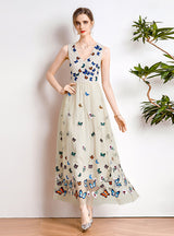 Lace Heavy Embroidery V-neck Dress