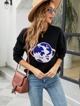 Turtleneck Printed Color Matching Sweater