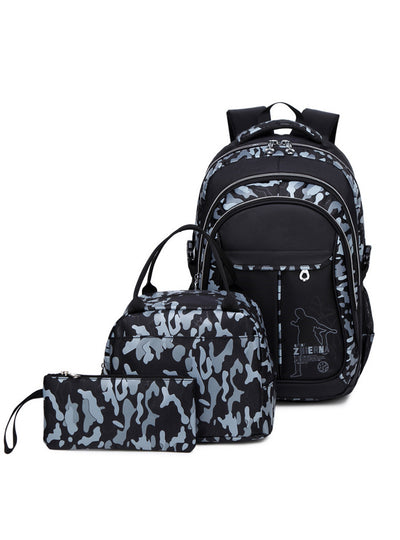 Camouflage Printed Schoolbag Three-piece Bag