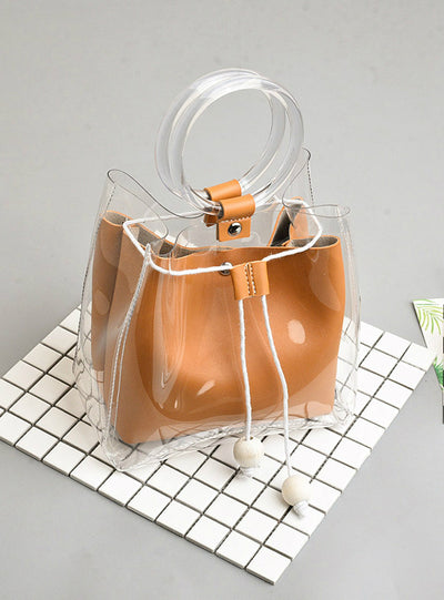 Mini Small Shoulder Bag Clear Transparent Drawstring