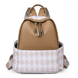 Large-capacity Contrast Rhombus Outdoor Travel Backpack