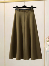 A-line High Waist Woolen Skirt