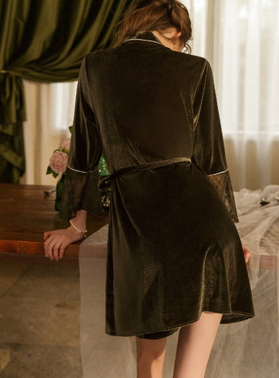 Velvet Sling Nightgown Two-piece Set