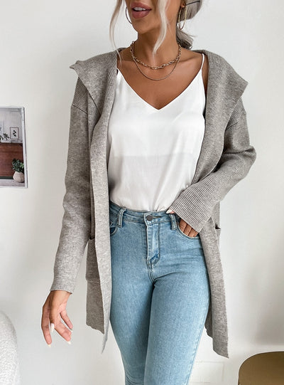 Pit Knitted Hoodie Casual Sweater Coat