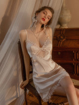 Strap Deep V Sexy Ice Silk Nightdress