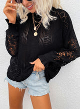 Hollow Shirt Petal Sleeve Sweater