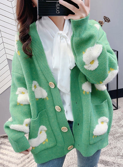 Winter Knitted Female Cardigan Loose Streetwear