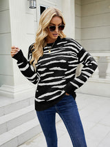 Striped Tiger Pattern Color Matching Sweater