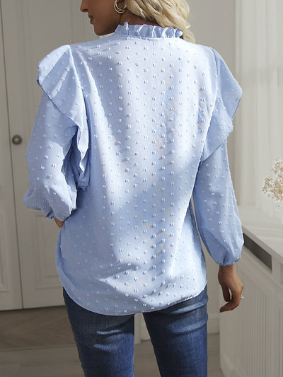 Lotus Leaf Lantern Sleeve Lace Stitching Top