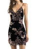 Strap Backless Mini Dress Women V neck Sequin