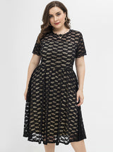 Plus Size Sheath Short Sleeve Lace Dress