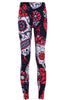 Skull&flower Black Leggings Digital Print Pants