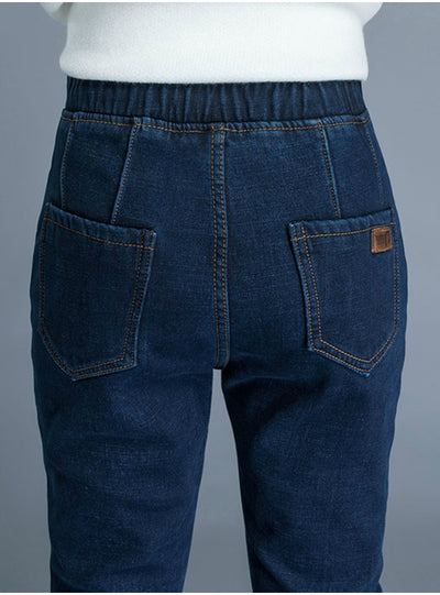 For Tall Girl Elastic Waist Boyfriend Denim Pants