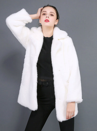 Fur Coat Imitation Mink Fur Long Sleeve Medium Length