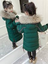 Girls' Cotton Padded Coats Middle Long Jacket