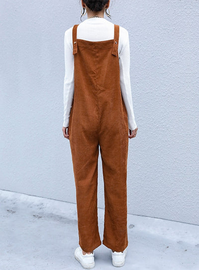 Women Retro Corduroy Bib Pants