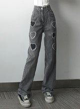 Loose Solid Color High Waist Jeans