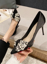 Pointed Shoes Flower Crystal High-heeled Shoes