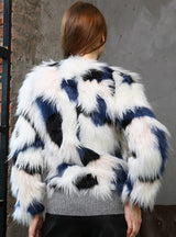 Women Colorful Thickened Round Neck Fur Coat