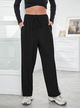 High-waist Loose Spliced Split Sports Pants