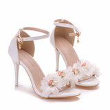 Flower-billed Roman High Heels Sandals
