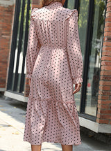 Lotus Leaf Flying Sleeve Polka Dot Stitching Dress