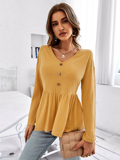 V-neck Simple Loose T-shirt Top