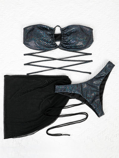 Sexy lace-up Bikini Three Set