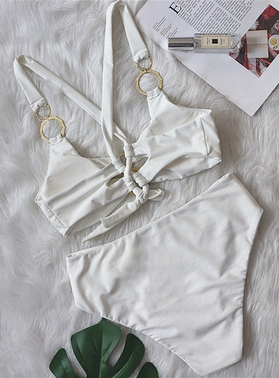 High-waisted Swimsuit Gold Ring Bikini