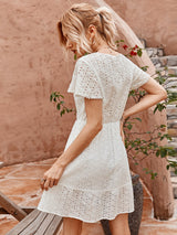 A-Line V-neck Short Sleeve Dress