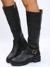 Side Zipper Square Heel High-heeled Knight Boots