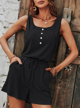 Summer Solid Color Sports Slim Jumpsuit