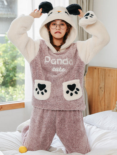 Cute Purple Bear's Paw Long Sleeve Flannel