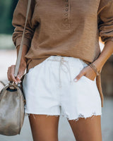 Slim Elastic Waist Denim Casual Shorts