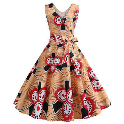 Sexy Sleeveless V-neck Print Dress