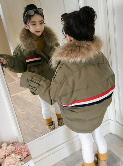 Girls' Foreign-Style Cotton-Padded Down Jacket