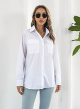 Women Long-sleeved Pocket Shirt
