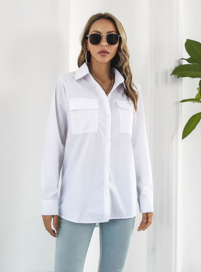 Women Long-sleeved Pocket Shirt