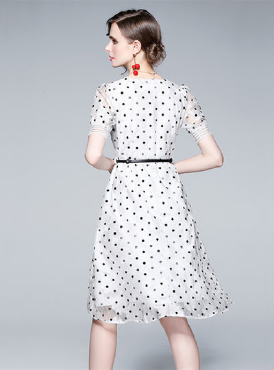 Retro Lace Flower Square Collar Dress