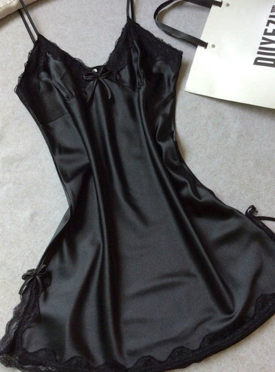 Silk Satin Night Dress Sleeveless Nighties V-neck