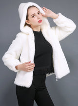 Faux Fur Mink Wool Hoods Short Coat
