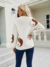 Loose Pullover Color Matching Sweater