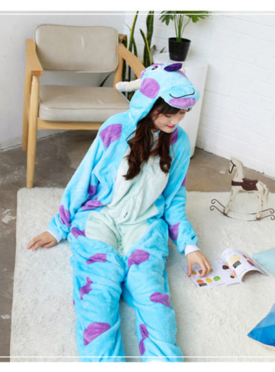 Cute Cartoon Conjoined Pajamas Sullivan Blue Cow