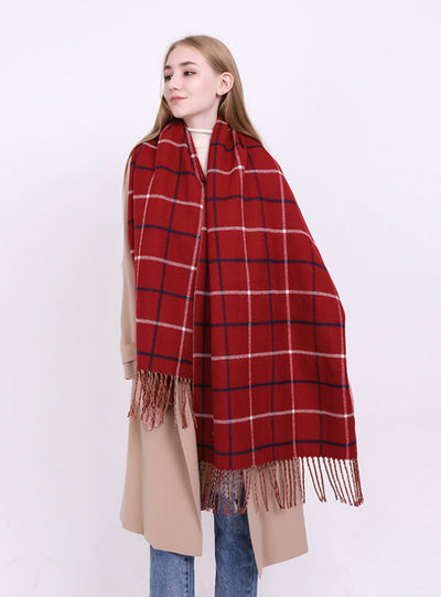 Cashmere Like Plaid Warm Scarf For Women 