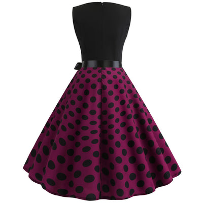 Retro Sleeveless Sexy Polka Dot Print Dress