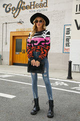 Leopard Print Pullover Color Matching Sweater